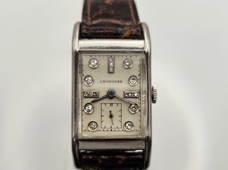 Longines Tank palladium rannekello. Cal. 9L