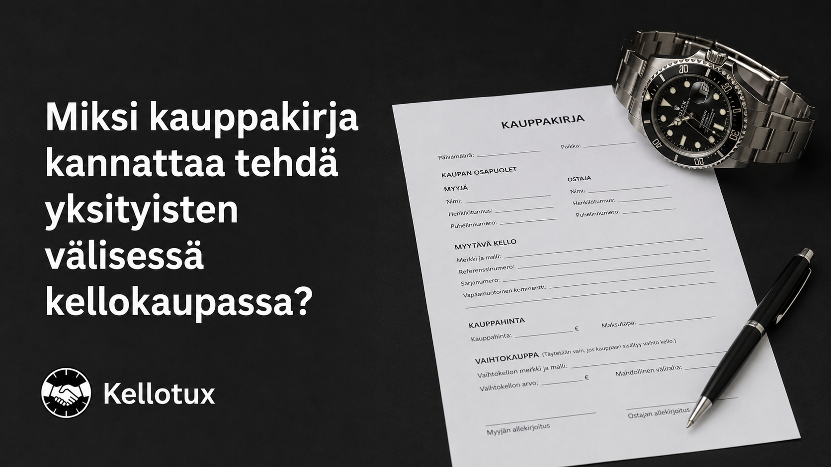 Miksi kauppakirja kannattaa tehdä yksityisten välisessä kellokaupassa?