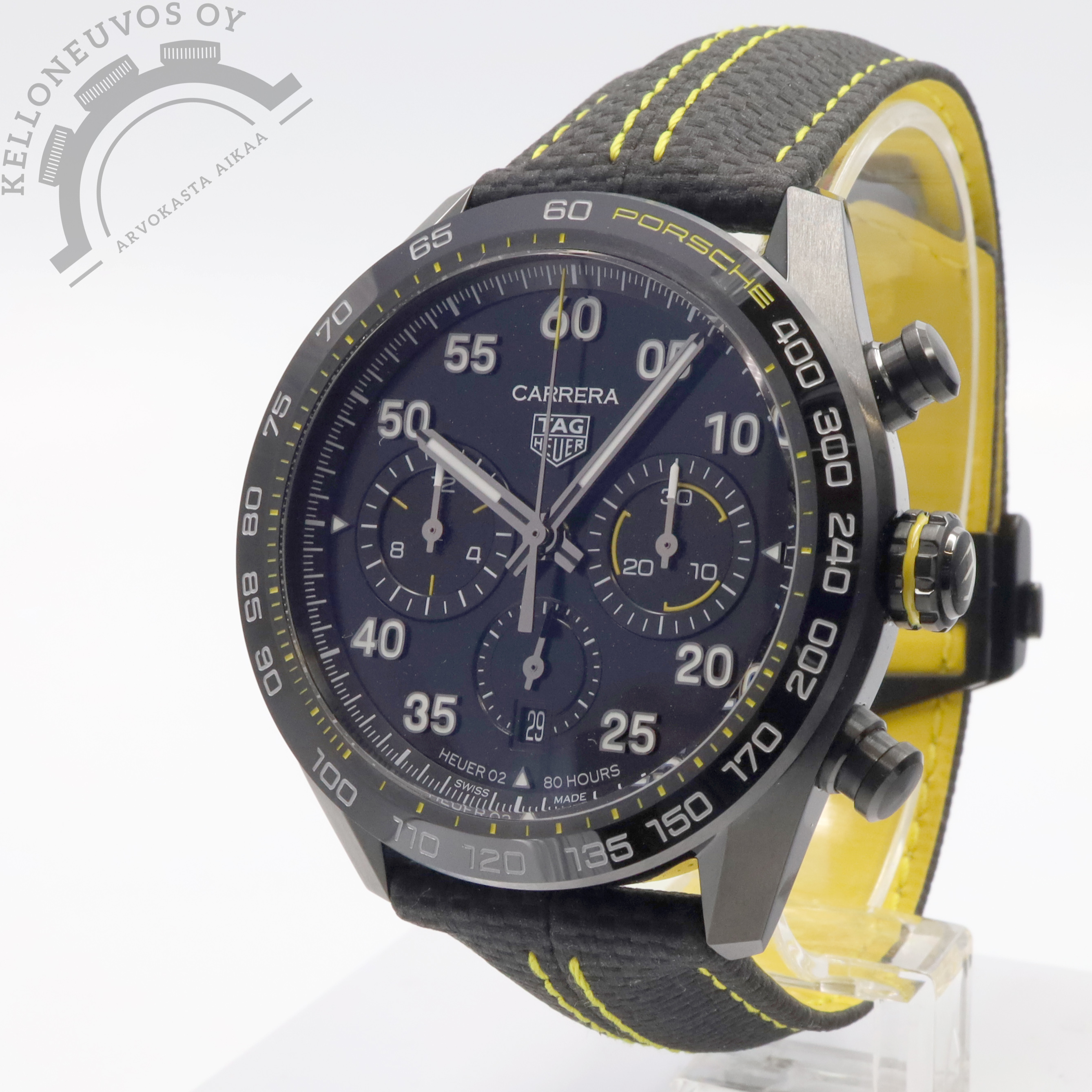 TAG Heuer Carrera Chronograph x Porsche Yellow Racing 44mm Limited Edition (käyttämätön)